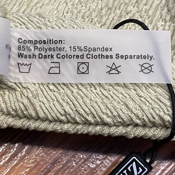 Zaful Cheeky Thong High Rise Bikini Bottoms Light Green Crinkle Textured Swimsui - Picture 6 of 6